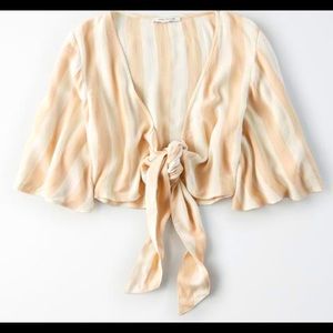 AE Striped Tie Front Top